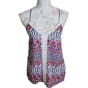 Lucky Brand Halter Top Embroidered Crocheted Lace Strap NWT Women's Small